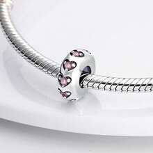 1 pieza Encanto de cuentas de silicona con diseño de huella de gato perezoso, lazo y circonita cúbica brillante en color plateado, accesorio versátil y clásico apto para hacer pulseras, collares y pendientes de joyería DIY para mujeres y niñas