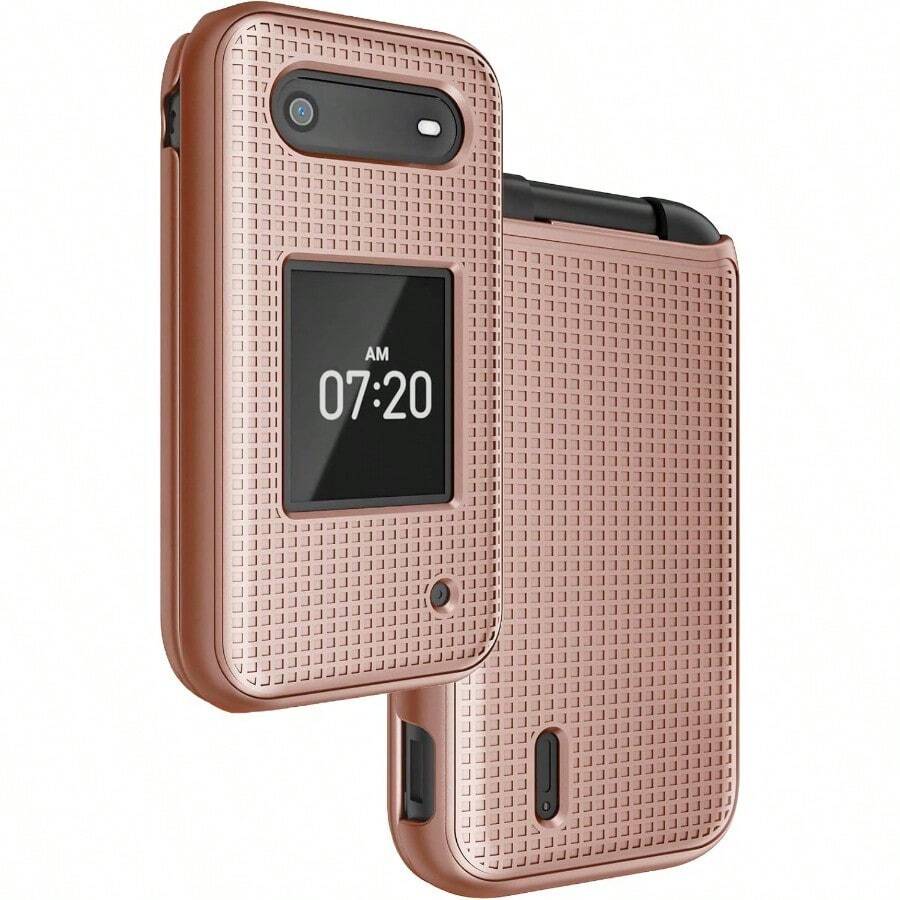TLL  Nakedcellphone Case For Nokia 2760 2780 Flip Phone Slim Hard Shell Protector Cover With Grid Texture For Tracfone N139DL TA1398 TA1451 TA1420 Rose Gold Pink2574 - 玫瑰金色 - 查看 1