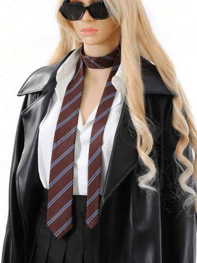 1pc Striped Jacquard Purple, Red, Blue, Yellow Necktie, Suitable For Autumn And Christmas Decoration