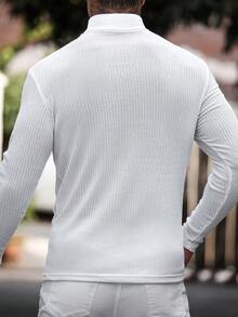 Áo thun cổ lọ tay dài dáng ôm, cổ điển, thoải mái, dành cho nam, mùa thu/đông - trắng - Xem 2