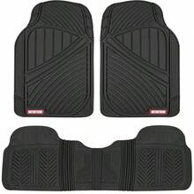FlexTough Performance All Weather Rubber Car Floor Mats - 3 Piece Floor Mats Automotive Liners Truck SUV, Heavy - Duty Waterproof Black - 黑色+墊子 - 查看 1