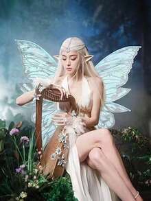 Large Size 4-Leaf Gilded Butterfly Wings/Wing Set, Shiny Transparent Fairy Wings Adult Costume, Angel Wings For Women, Halloween Costume - Multicolor - View 3