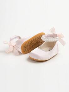 Infant Girls Mary Jane Flats - Infant Newborn Walking Shoes Soft Rubber Sole Princess Wedding - Pink - View 7