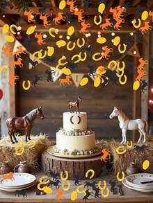 15/30/50g Horseshoe Confetti Decorations Horse Party Decor Cowboy Horse Theme Accessories Horseshoe Glitter Confetti For Birthday, Derby Day Western Cowboy Party Supplies