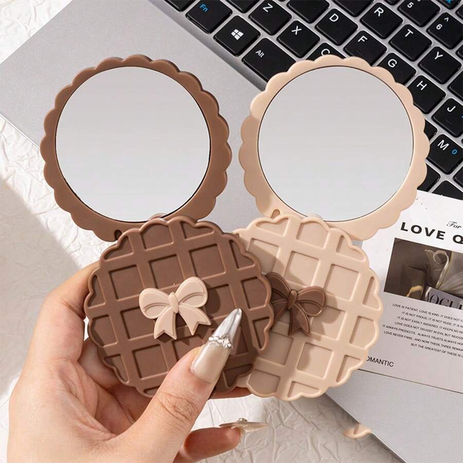 1pc Double-Sided Compact Makeup Mirror, Rotatable Portable Small Mirror For Makeup Touch-Ups, Lightweight