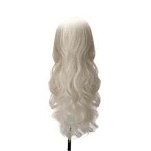 Peruca De Cabelo Ondulado Com Franja De Fibra Orgânica Preta Longa 60cm - Branco - Visão 2