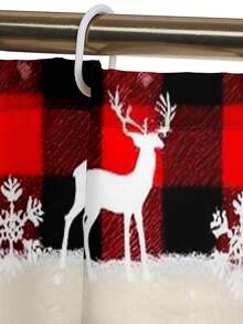 1 Stück/4 Stücke fröhliche Weihnachten bunte Weihnachtsbaum Muster multifunktionale wasserdichte Duschvorhang mit 12 Haken, rutschfeste Badezimmermatte, U-förmige Bodenmatte und runde Toilettendeckelabdeckung, Badezimmer-Set für alle Situationen