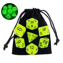 7pcs Glow-In-The-Dark Dice Set, Including Velvet Bag, Suitable For Board Games And Math Learning, Great Gift For Halloween And Christmas