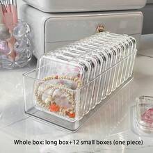 24+2 Clear Acrylic Jewelry Boxes, Crystal Storage Boxes, Crystal Bracelet Transparent Desktop Storage Boxes, Portable Jewelry Boxes, 2 Long Box (9*3.5*2.4 Inches) And 24 Small Boxes (3.4*3.4*0.6 Inches), Portable Dust-Proof And Moisture-Proof Storage Boxes, Ideal For Home Use, For Beads, Jewelry, And Crafts - Organization Solutions - 無色 - 查看 7