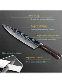 SUNTY Professional Japanese Chef Knife Set - 8 Inch Sushi & Meat Knife, High Carbon Stainless Steel Blade, Solid Wood Handle Gift Set, Ultra Sharp Vegetable Knife - Father's Day Gift, Kitchen Tools For Precision Cutting - Redwood - View 8