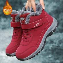 2025 Autumn And Winter Men's Casual Snow Boots Cover Feet New Fleece Warm Outdoor Cotton Shoes Mid-Leg  Sports - 紅色 - 查看 2