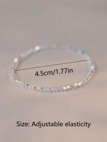 4pcs Sparkling Faceted Glass Beaded Bracelet Set, Elegant Elastic Cord Beaded Bracelet For Women, Lovely Gift - Colorful - View 2