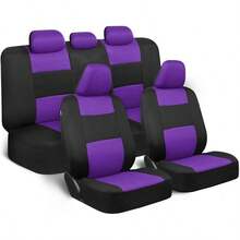 PolyPro Car Covers Full Set In Gray On Black, Front And Rear Split Covers, Easy To Install Car Seats Cover Set And Accessories Auto Trucks Van SUV - Gray - Purple - View 1