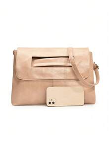 Dedoo 一件装女士时尚复古油皮斜挎包。都市时尚，休闲简约，优雅百搭。可挎在手上、腋下或全身。适合通勤、收纳笔记本电脑、购物、旅行、情人节礼物、送给妈妈等场合。 - 卡其色 - 查看 10