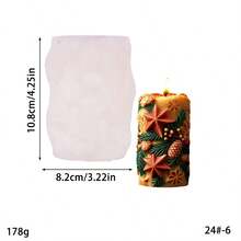 1 pieza Molde de vela de silicona de la serie navideña, molde de vela cilíndrica navideña DIY, regalo de difusor de fragancias - Blanco - Ver 13
