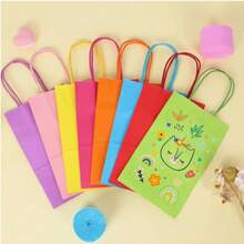 20/100pcs Gift Bags With Handles, Thick Kraft Party Favor Bags For Birthday, Wedding, Party Supplies, Halloween Gift Bags, Gift Bags Bulk, Christmas Stuff Cheap(10 Colors Or Black)