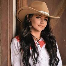 Classic Western Felt Cowboy Hat With Wide Brim For Outdoor Use - 1 Pack Style 7: Camel With Rhinestones Hatband - View 2