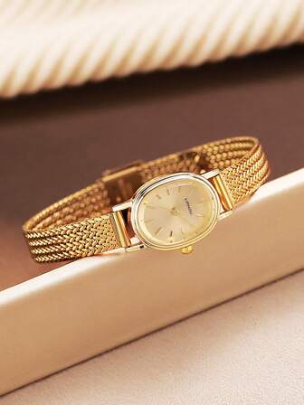 LIANDU LIANDU 1pc Oval Retro Style Wrist Watch, Fashionable & Elegant, Adjustable Strap, Quartz Ladies Watch, Delicate & Compact, Suitable For Daily Wear, Birthday Gift, Party, Holiday Gathering, Ideal Choice For Yourself Or Friends