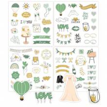 4 件婚礼贴纸，适用于剪贴簿，防水新娘送礼会贴纸，自粘剪贴簿贴纸，婚礼策划师贴纸，适用于婚礼邀请函、订婚周年纪念，复古婚礼贴纸，适用于留言簿或相册，充满爱意，爱情贴纸，适用于剪贴簿学校用品，返校 - 彩色 - 查看 16