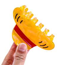 pocket monsters 经典动漫草帽发夹，醋酸纤维材质卡通时尚发饰，适合女士和女孩，适合日常佩戴/角色扮演秋季发夹秋季爪夹优雅发夹发夹冬季发饰女士度假装女士