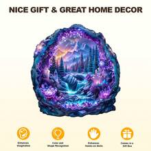 水晶矿景观 - 木制拼图，不对称动物形状木制拼图玩具，独特的派对游戏礼物，装饰艺术画，桌面魔术拼图，独特的儿童益智拼图，节日礼物，适合成人，万圣节礼物，圣诞节礼物，生日礼物（2D 拼图） - 彩色 - 查看 8