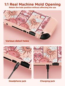 Ayotu 1pc Tarot Theme Compatible With Switch2/Switch NS/Switch OLED/Switch Lite Game Console Protective Case, New Generation, Star & Moon Pattern, TPU Soft Shell, Universal Game Controller Protective Cover, Switch Controller Protective Cover, Switch Gaming Accessories, Anti-Drop, Anti-Slip, Anti-Scratch, Fashionable - Multicolor - View 3