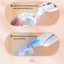 1 قطعة، أداة عناية بأظافر الكلاب 2 في 1، مقص أظافر للقطط، مبرد أظافر كهربائي مع ضوء LED، مقص أظافر قابل للشحن، ملمع، ملف أظافر لأنواع الحيوانات الأليفة المختلفة، لاستخدام يومي