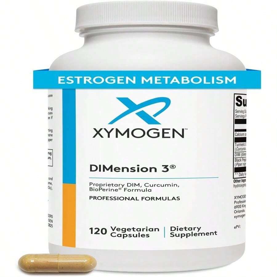 XYMOGEN Dimension 3 - Diindolylmethane DIM Supplement With Curcumin + BioPerine - Supports Healthy Estrogen Detox, Hormonal Balance For Women And Men - Menopause Relief + PMS Support (120 Capsules) - Flavor NameA - 查看 1