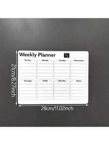 1pc Magnetic Refrigerator Calendar Dry Erase Board Planner, Weekly & Monthly Plan, Office Supplies, Rubber, Reminder Memo Board For Home And Office Use,School Supplies,Back To School