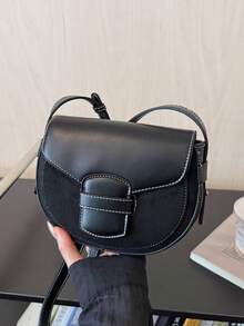 Bolso bandolera de mujer de PU con cierre magnético de solapa, bolso bandolera minimalista y versátil, bolso de mano portátil para ir al trabajo