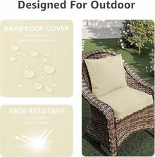 Outdoor Chair Cushions 22 X 22 X 3 Inch, Waterproof & Fade Resistant Patio Seat Cushion For Furniture With Handle And Ties, Thick Seating Pads For Outside Sofa Couch Set Of 2, Teal - Màu be - Xem 1