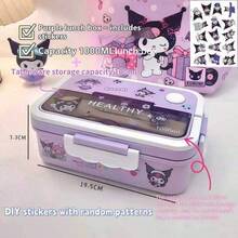 Sanrio 1pc Sanrio Kuromi, Cinnamoroll, My Melody Portable Lunch Box Set - Leak-Proof Sealed Lid Design, Large Capacity Bento Box, Cartoon DIY Stickers, Microwave , Suitable For School, Office, Travel, Picnic, Kitchen Storage, Christmas Gift, Holiday Present, Birthday Gift