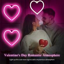 1pc Heart Shaped Neon Sign Light, Neon Heart Wall Decor, Home Decor, Holiday Decor, Battery Or USB Powered LED Neon Heart Light, Suitable For Birthday Party, Celebration, Proposal, Anniversary, Valentine's Day, Mother's Day, Halloween, Christmas And Other Holidays Decoration And Gift - White - View 12