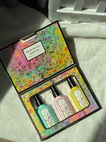 PEACH JO+ 3 PiecesDreamlike Floral Fragrance Mist Set, Limited Edition Aromatherapy Air Freshener For Indoor/Outdoor, Multi-Layer Uplifting Mist With Long-Lasting Natural Fresh And Alluring Essence, Releasing Elegant Jasmine, Gardenia And Lavender Scent, Ideal Gift For Dates, Parties, Gatherings, Travel, Holidays, Home, Hotel, Office