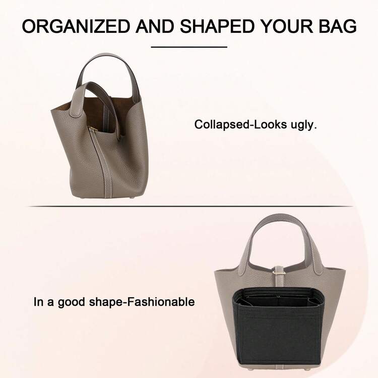 WADORN Organizzatore per Borsette in Feltro, Inserto Organizer per Borsa A Tracolla per Borsa GG Marmont M Tote Shaper con Cerniera Multi-Tasca per Borsa A Tracolla da Donna, 26x15x6.9 cm (Nero