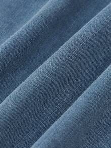 Timzgo 男童秋季长袖牛仔衬衫,百搭休闲洗水牛仔夹克,适合小男孩户外穿着 - 藍色 - 查看 8