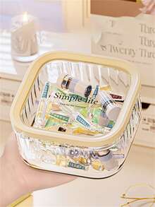 1pc Multi-Purpose Storage Box Transparent With Lid, Portable Clear Organizer Container For Jewelry Makeup Brushes Lipsticks Hair Accessories Nail Art Tools Small Gadgets Desk Organizer For Vanity Bathroom Dresser Countertop Office Craft Supplies Remote Controls Desktop Trash Station Seasonal Gift Wrapping Organizer For Holiday Shopping Cyber Monday Thanksgiving Halloween Christmas New Year Home Travel Dorm Room Essentials