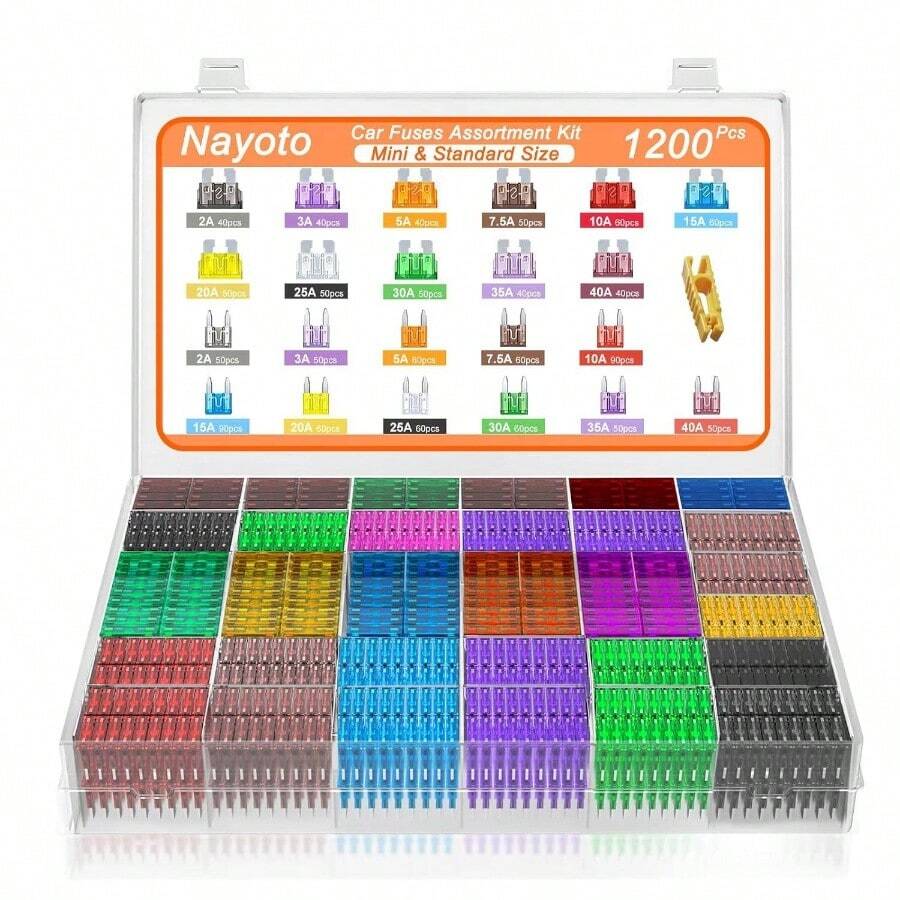 1200pcs Car Fuses Assortment Kit, 520PCS Standard Fuse Kit 680PCS Fuses+ 1 AutoRVTruckMotorcycleYacht 2A 3A 5A. 5A 10A 15A 20A 25A 30A 35A 40A - 1200 - View 1