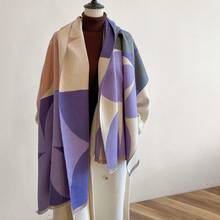 1 pièce Foulard asymétrique bicolore pour femmes, épais et chaud, de haute qualité, nouvelle écharpe pour l'automne/hiver