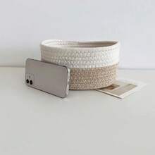 Inwagui Petits paniers de rangement pour l'organisation, panier tressé en corde panier décoratif bohème ovale boîte peu profonde, bacs de rangement pour étagère de placard pour le maquillage, la papeterie, les jouets pour chiens et chats, paniers cadeaux