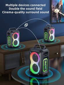 ZEALOT PT02 60W High-Power Wireless Speaker, Portable Outdoor Subwoofer With 1 Speaker, 8000mAh Battery, RGB Lights, Compatible With SD Card/USB/AUX, Supports Dual Speakers, Hands-Free Calling, Suitable For Outdoor Events, Home Parties, Beach Parties