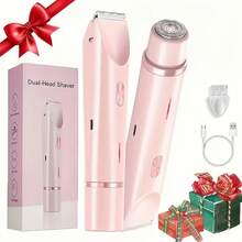 2025 Womens Shaver Dual-Head Bikini Trimmer For Women 2-In-1 Women's Body Shaver USB Charge Waterproof Painless Electric Razors For Silk Skin (Pink/Purple/Black/Blue) - Hồng - Xem 11