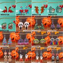 1 对可爱幽灵设计万圣节女式耳环 - 黑與白 - 查看 7