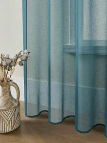 1 件白色雪纺薄纱窗帘，设计用于过滤光线同时保持透明，适用于卧室、办公室、厨房、客厅、书房和家居装饰。﻿ - 綠色 - 查看 11