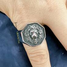 1枚独特时尚畅销不锈钢狮子戒指，适合赠送给朋友、同事、父母、男女朋友、情侣 - 銀色 - 查看 2