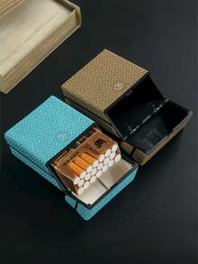 1pc Woven Pattern 20 Cigarette Capacity Plastic Protective Case, Creative Portable Storage Box, Elegant Unisex Accessory