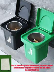 1 Pc Trash Bin Ashtray, A Creative Combination Of Trash Can And Ashtray, Wall Mounted Personalized Non-Perforated Bathroom Cover Smoking Device Suitable For Bathroom, Home, Daily And Festival Use.
