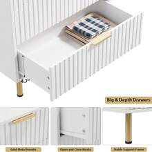 5 Drawer Dresser For Bedroom, 48" Tall Modern Chest Of Drawers With Deep Drawers And Wide Top, Fluted Wooden Dresser Organizer For Living Room, Hallway, Kids Room - trắng - Xem 8