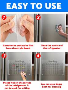 1 pièce Tableau blanc magnétique de planificateur hebdomadaire/mensuel, tableau de message magnétique en acrylique pour la décoration du réfrigérateur