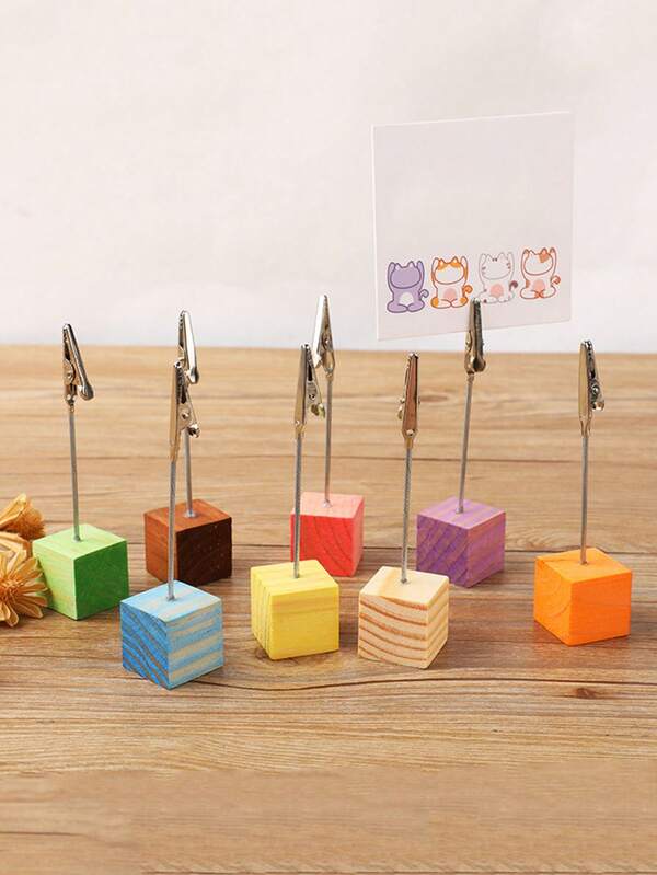 3/10/20 piezas Soportes de tarjetas de lugar de madera, soportes de clips de notas, exhibición de fotos - Adecuado para etiquetas de precios, fotos, letreros de escritorio y números de mesa